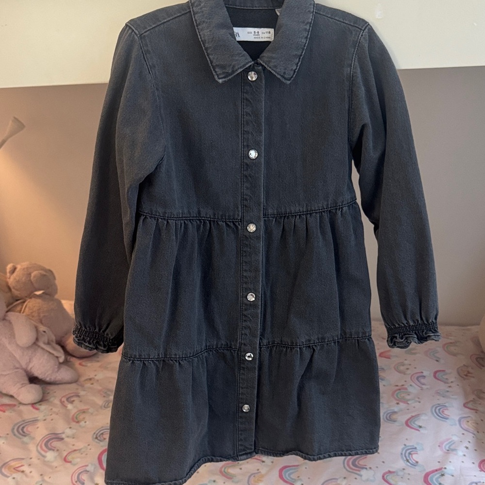 Zara Black Denim Collared dress